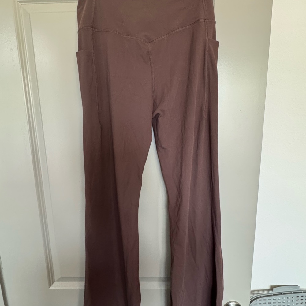 Women's High-Waisted Brown Flare Yoga Pants